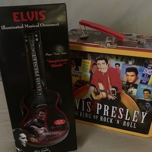 Elvis Presley lunch box and musical guitar